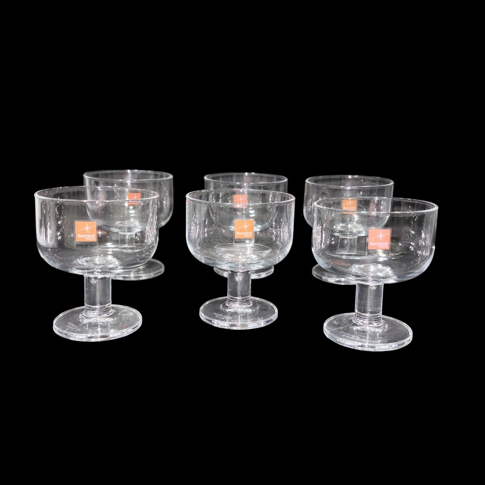 Bormioli Rocco Hosteria Italy Clear Glass Dessert Coupe Glasses Set of 6